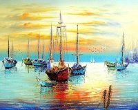 Картины по номерам 40х50: Яхты в бухте