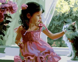 Девочка с котенком на окне - Девочка с котенком на окне