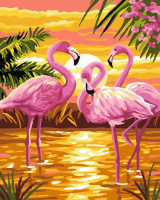 Картины по номерам 40х50: Розовые фламинго