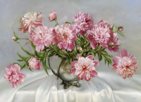 Вышивка крестиком 40х50: Розовые пионы (худ. Бузин И.)