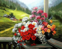 Картины по номерам 40х50: Цветы на веранде