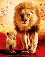 Картины по номерам 40х50: Лев и львёнок