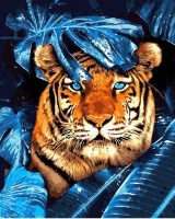 Картины по номерам 40х50: Тигр в листьях