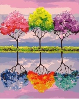 Картины по номерам 40х50: Красочные деревья